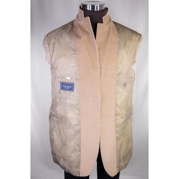 Chaps Mens Two Button Blazer Corduroy Sport Coat Jacket Cotton Beige Size 42L - Picture 9 of 13